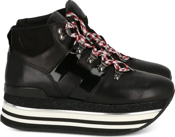 Platform Leather Lace-Up Sneakers