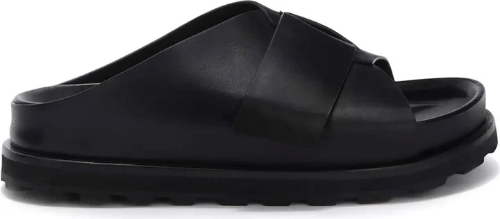 Platform Leather Slides