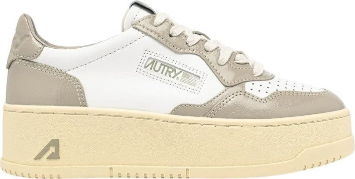 Platform Low Lea Pat Wht Pltaupe Sneakers