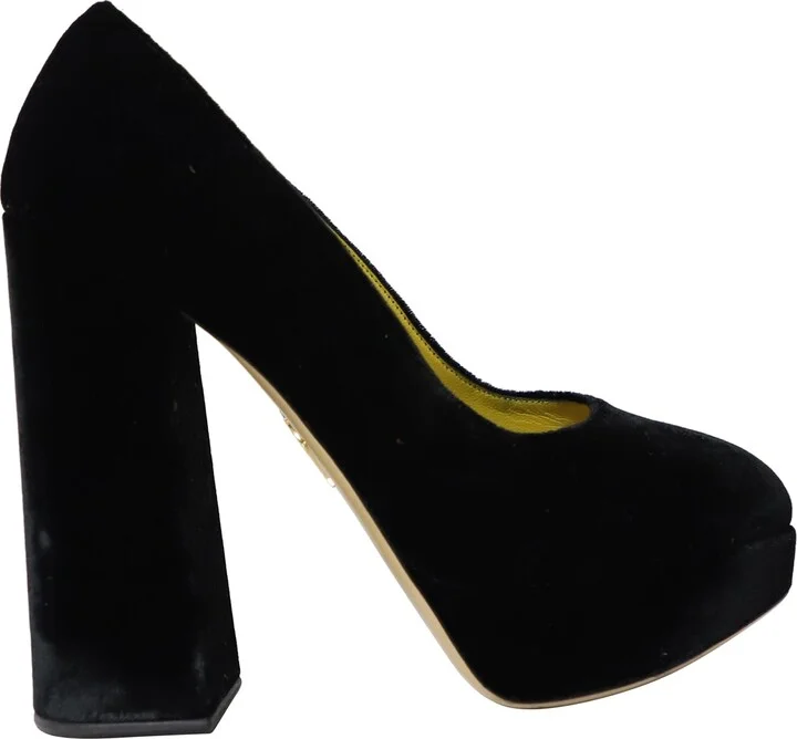 Platform Pumps in Black Velvet