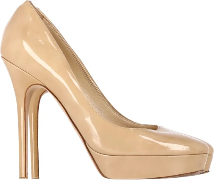 Platform Pumps in Nude Patent Leather