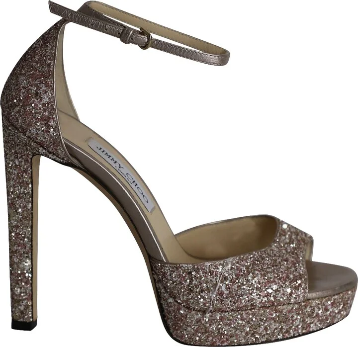 Platform Sandals in Pink Glitter