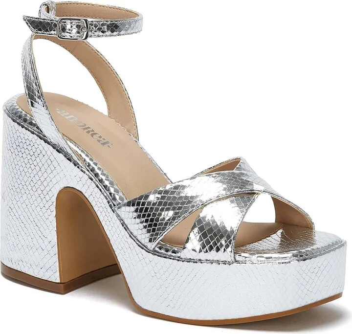 Platform Sandals Metallic Look