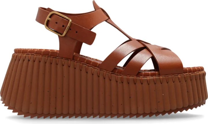 Platform Sandals 'Nama', , - Brown