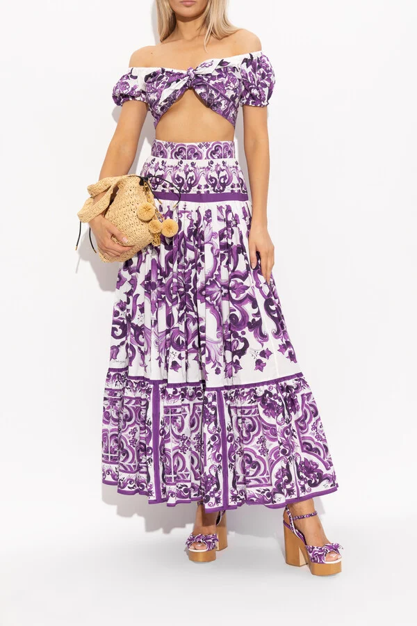 Platform Sandals With 'Majolica' Print, , - Purple - Image 2