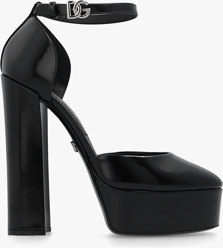 Platform Shoes In Patent Leather, , - Black