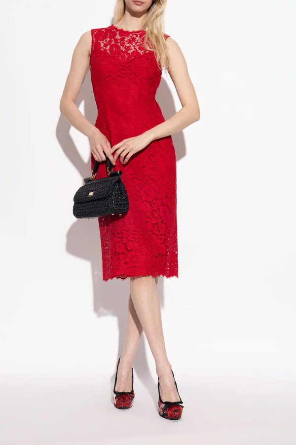 Platform Shoes With Floral Motif, , - Red - Image 2