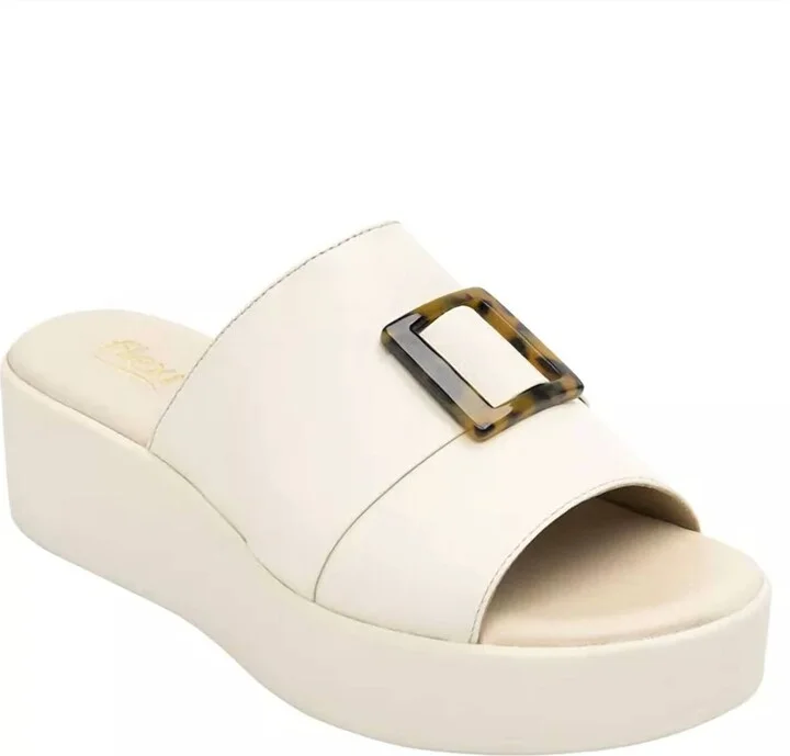 Platform Slide Sandals In Ivory