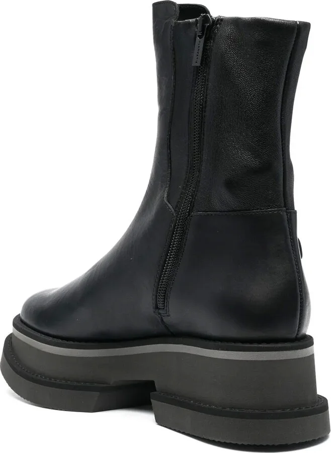 Platform Sole Leather Ankle Boots - Image 3