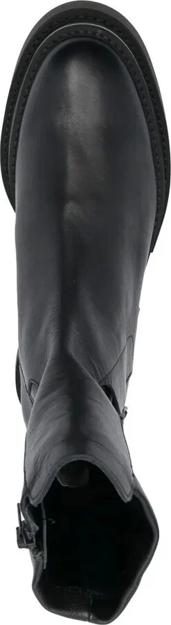 Platform Sole Leather Ankle Boots - Image 4
