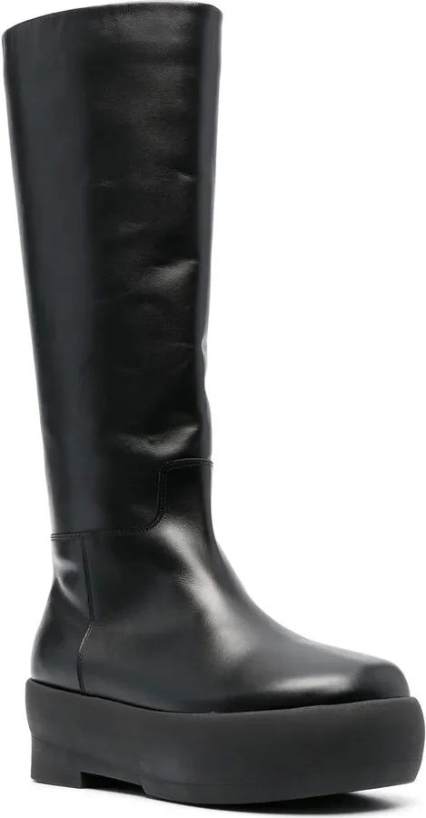 Platform-Sole Leather Boots - Image 2