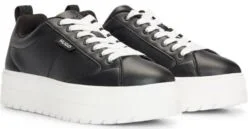 Platform-sole trainers with logo flag and signature details- Black Women's Sneakers size 6