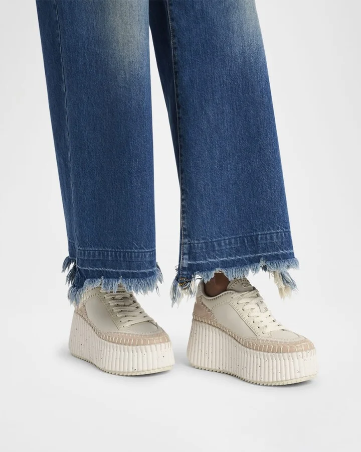 Platform Speckled Mix Leather Sneakers - Image 2