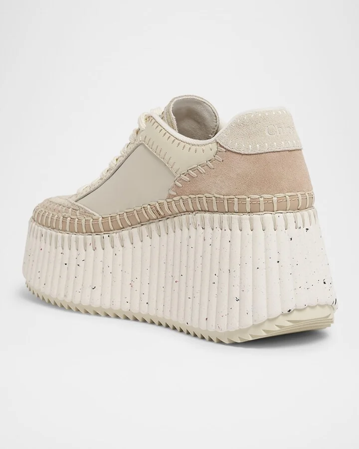 Platform Speckled Mix Leather Sneakers - Image 4