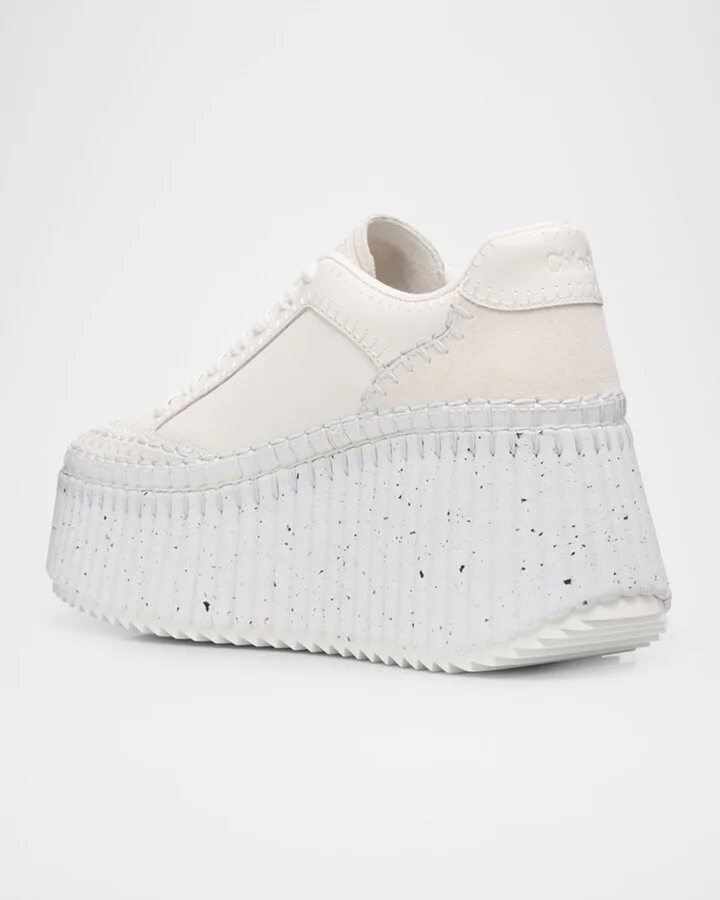 Platform Speckled Mix Leather Sneakers - Image 7