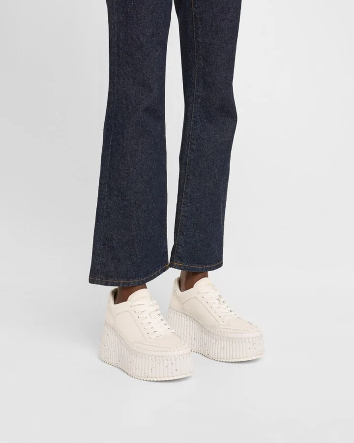 Platform Speckled Mix Leather Sneakers - Image 8