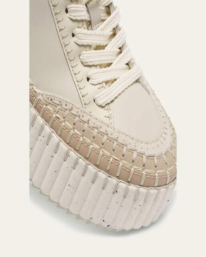 Platform Speckled Mix Leather Sneakers - Image 2