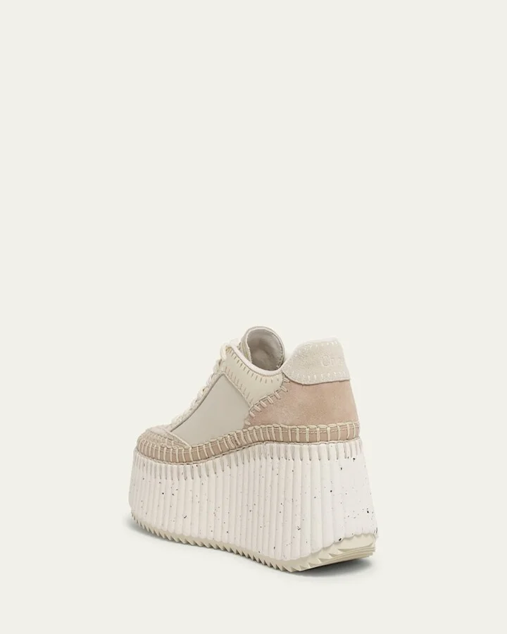 Platform Speckled Mix Leather Sneakers - Image 5