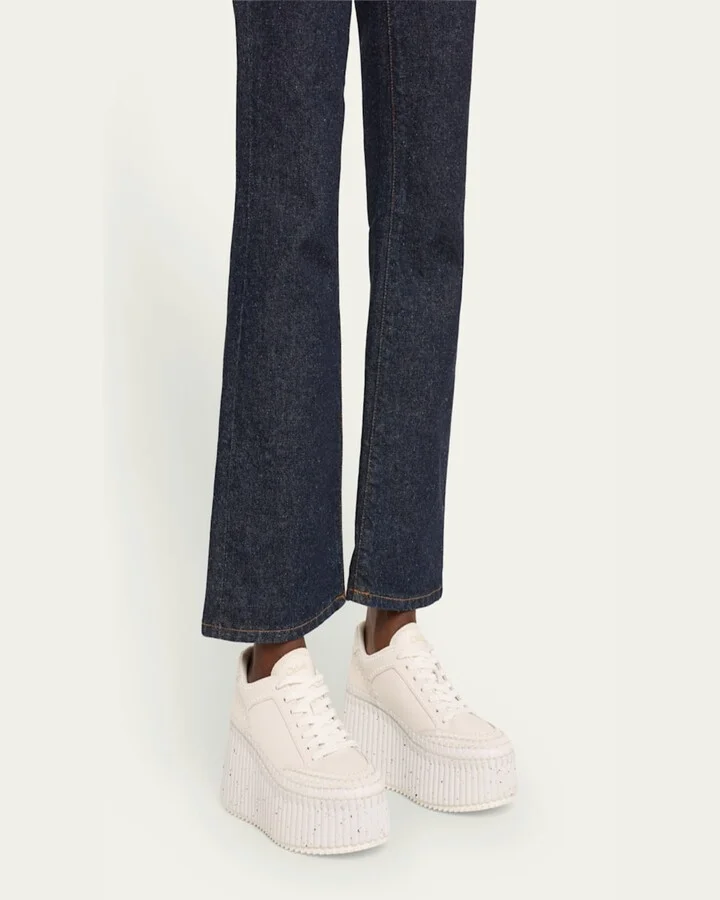 Platform Speckled Mix Leather Sneakers - Image 6