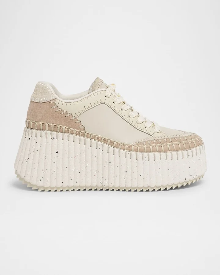 Platform Speckled Mix Leather Sneakers