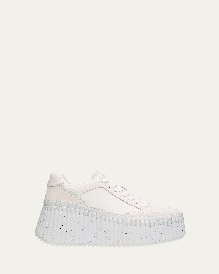 Platform Speckled Mix Leather Sneakers