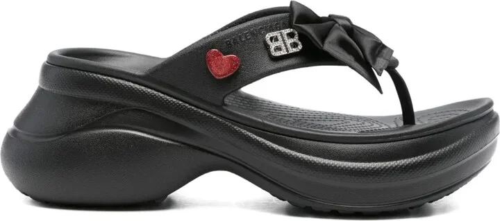 Platform Thong Croc Slides