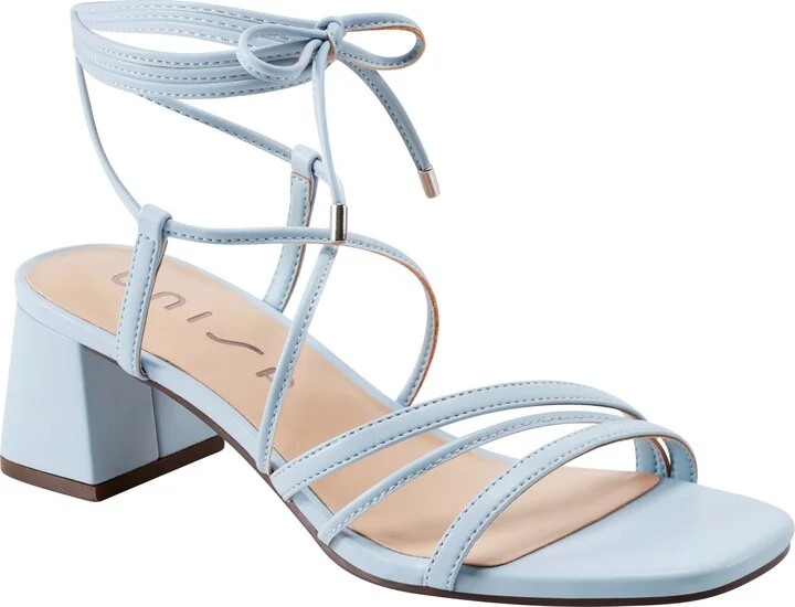 Platino Faux Leather Block Heel Sandal