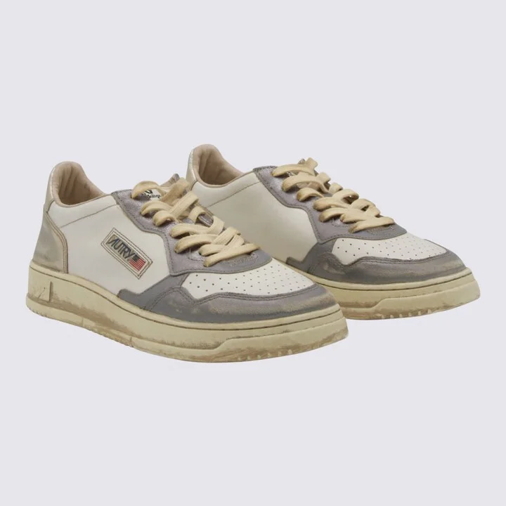 Platinum And Silver Leather Sneakers - Image 2