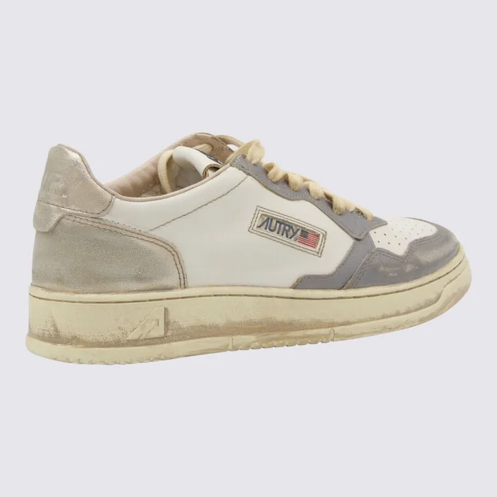 Platinum And Silver Leather Sneakers - Image 3