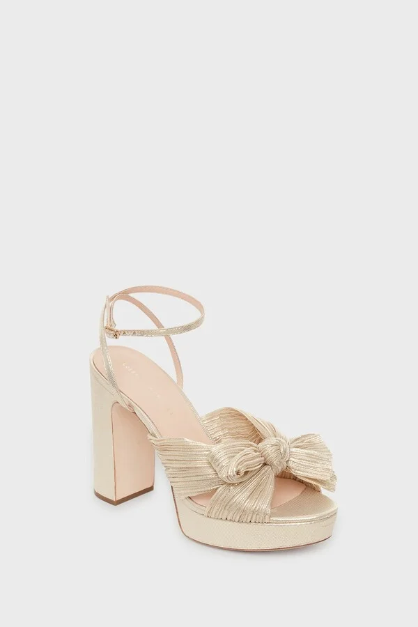 Platinum Lame Natalia Heels