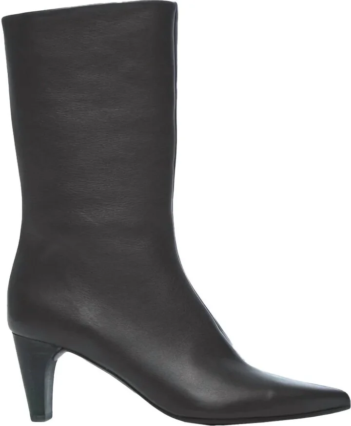 Platinum Mid Wooden Heel Bootie In Savana Black