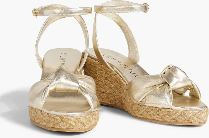 Playa knotted metallic leather espadrille wedge sandals - Image 2