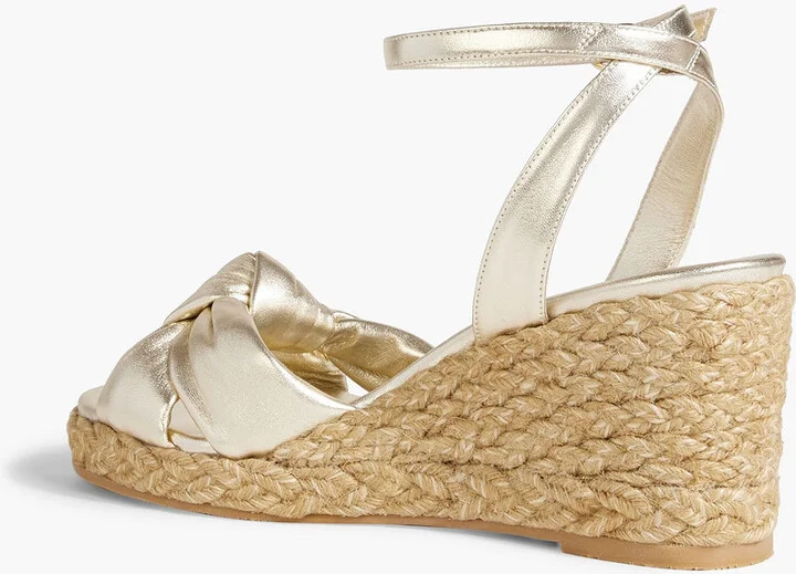 Playa knotted metallic leather espadrille wedge sandals - Image 3