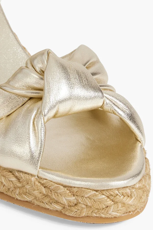 Playa knotted metallic leather espadrille wedge sandals - Image 4