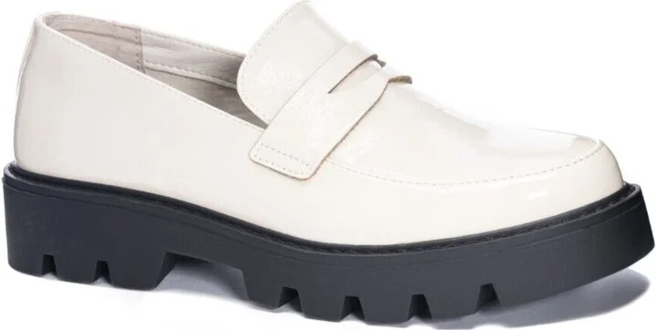 Playback Loafers Women's US 8 Cream Patent Platform Shoes KHD648