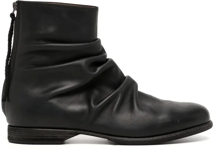 Pleat-Detail Leather Boots