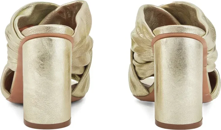 Pleated Cross-Strap Heeled Mules - Image 3