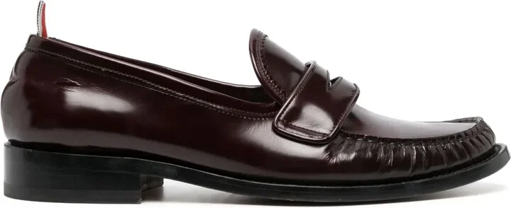 Pleated Leather Penny Loafers