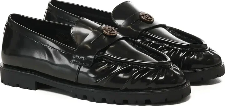 Pleated Logo-Plaque Loafers - Image 2
