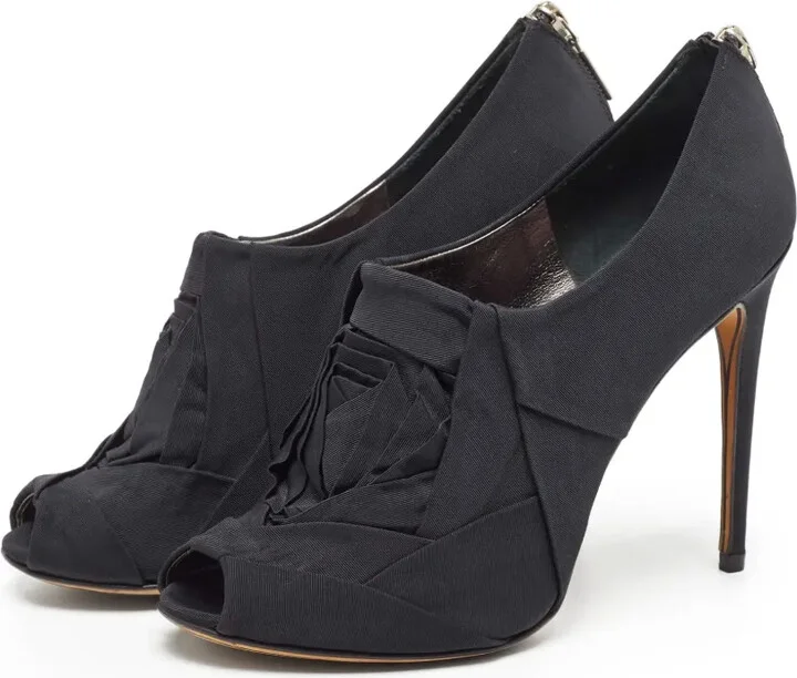 Pleated Peep-Toe Ankle Boots - Image 4