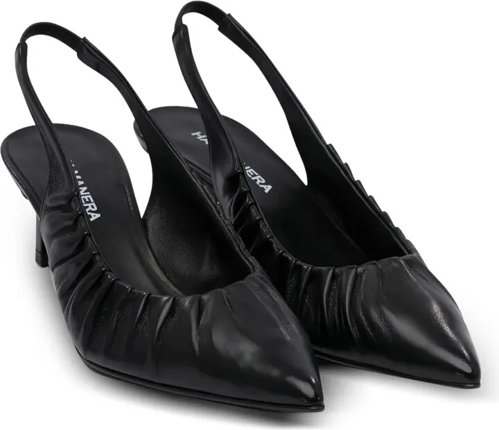 Pleated Slingback Leather Pumps - Image 2