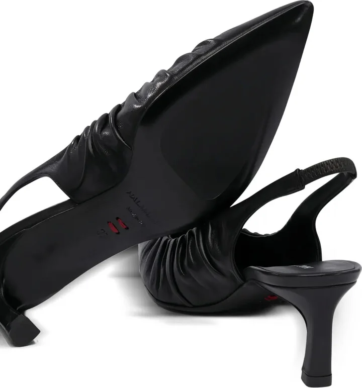 Pleated Slingback Leather Pumps - Image 4