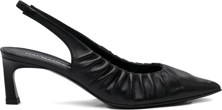 Pleated Slingback Leather Pumps