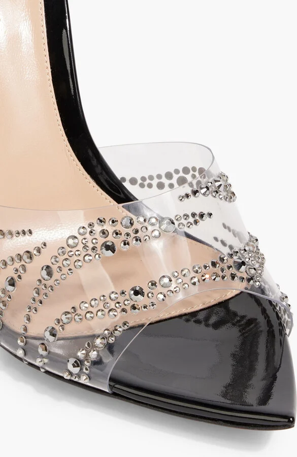 Plexi crystal-embellished PVC and patent-leather mules - Image 4