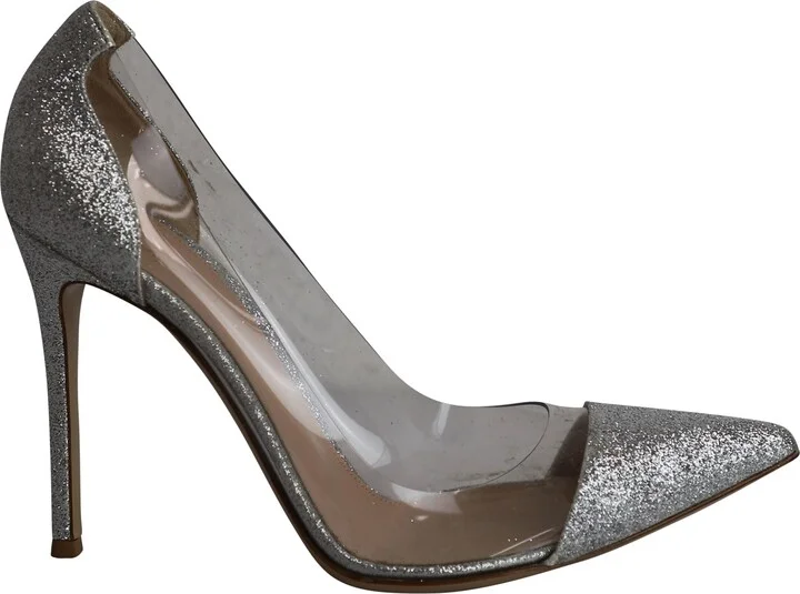 Plexi Glitter Pumps in Silver PVC