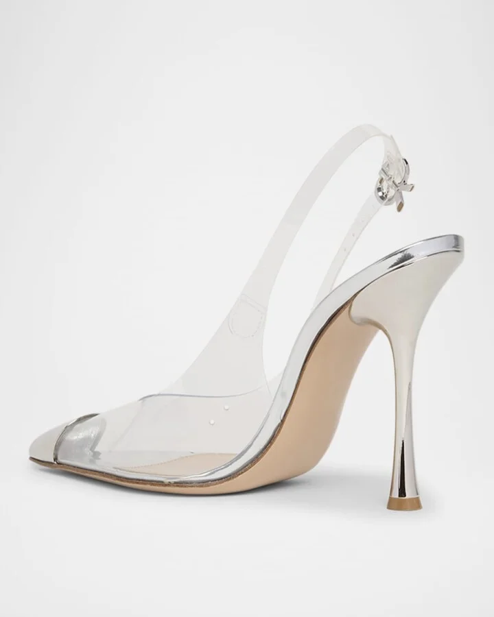 Plexi Metal Cap-Toe Slingback Pumps - Image 3
