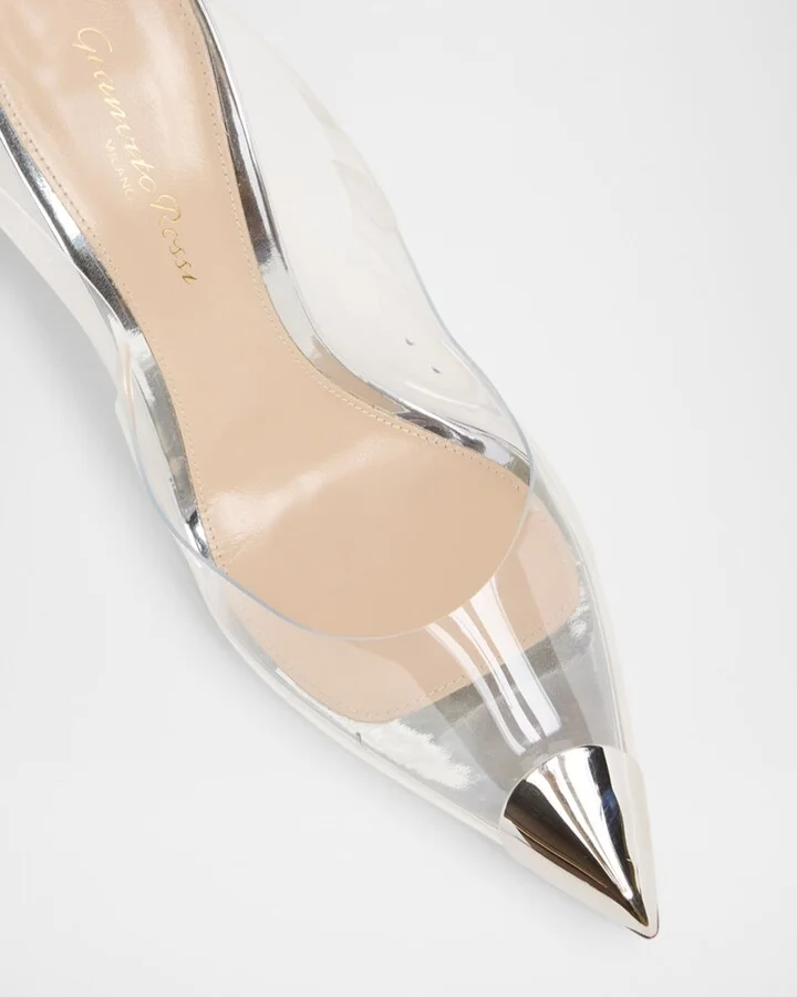 Plexi Metal Cap-Toe Slingback Pumps - Image 5