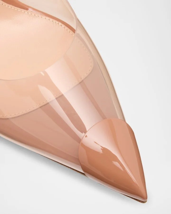 Plexi Patent Leather Cap-Toe Slingback Pumps - Image 6