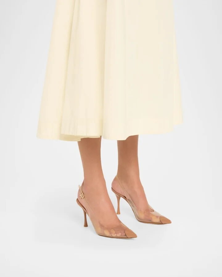 Plexi Patent Leather Cap-Toe Slingback Pumps - Image 9