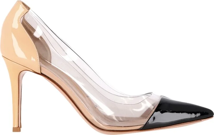 Plexi Pumps in Nude and Black Leather and PVC